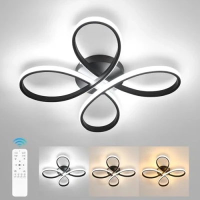 Bild av Comely Komfortabel tak LED Modern dimbar tak, 40W 4500LM 40cm 3000K 6500K, blomma form taklampa med fjärrkontroll för sovrum, vardagsrum, svart