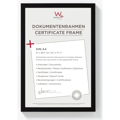 Bild av walther design tavelram svart 21 x 29,7 cm (DIN A4) Dokumentram Paprika Träram BP130B