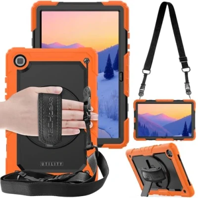 Bild av TECHGEAR Utility fodral kompatibelt med Samsung Galaxy Tab A7 2020 10,4&quot; (SM T500/SM T505) hårt stötskydd 360 graders svängbart stöd, axelrem och handgrepp orange