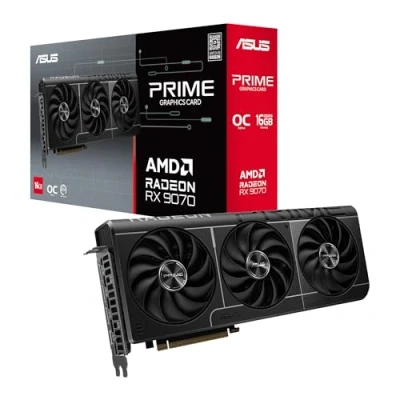 Bild av ASUS PRIME Radeon RX 9070 OC Edition 16 GB GDDR6 spelgrafikkort (AMD RX9070, PCIe 5.0, 1x HDMI 2.1b, 3X DisplayPort 2.1a, 2,5 kortdesign, RX9070 O16G)