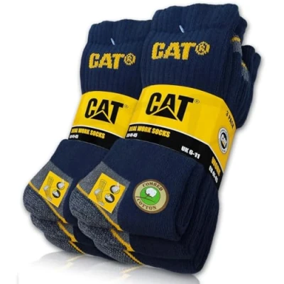 Bild av CAT Caterpillar 6 par riktiga arbetssockor kvinnor män arbetsstrumpor affärsstrumpor nya strumpor storlek 3550, blå, 41 45 EU