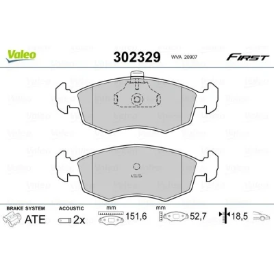 Bild av VALEO 302329 Jeu de plaquettes frein Essieu avant contact signal d&#039;usure inclus avec tôle anti bruit FIAT: Doblo I Cargo, Break