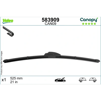 Bild av Balai d&#039;essuie glace Valeo Canopy 583909 525mm plat, caoutchouc d&#039;essuyage composé de &gt;80 % matériaux durabl.
