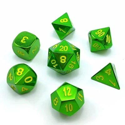 Bild av Bescon Heavy Duty solid Metal dice Set glansig grön, metallisk polyhedral D &amp; RPG 7