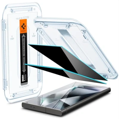 Bild av Spigen Glas.tR EZ Fit Skärmskydd kompatibel med Samsung Galaxy S24 Ultra, 2 Stycken, Anti Spy, Reptålig, Case friendly, 9H härdat glas