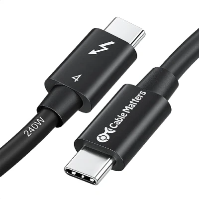 Bild av Certifierad Cable Matters 40Gbps USB4 Thunderbolt 4 kabel med 8K video och 100W laddning på 2,6 ft / 0,8 m bakåt Kompatibel 3 USB C