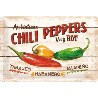 Bild av Nostalgic Art Plåtskylt i retrostil, Chili Peppers Presentidé för köket, av metall, Deko vintagedesign, 20 x 30 cm
