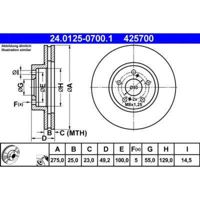 Bild av Bromsskiva Ate 24.0125 0700.1