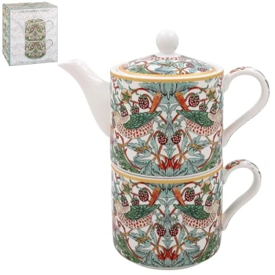 Bild av Leonardo kollektionen William Morris jordgubbstjuv te för en Härlig design tekanna &amp; kopp set keramisk presentset kvinnor och män vacker tryckt hem kontor