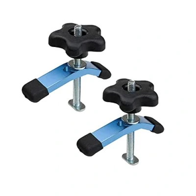 Bild av POWERTEC 71389 T Track Mini Hold Down klämma, 3 5/8&quot; L x 3/4&quot; B 2 pack, blå svart