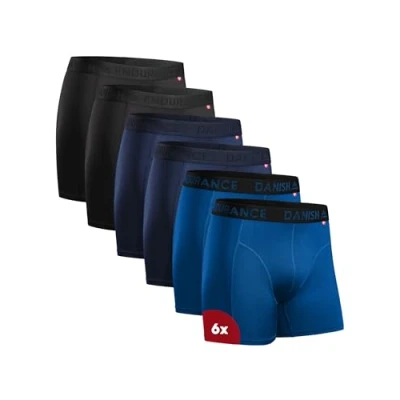Bild av DANISH ENDURANCE Sportkalsonger för män, Snabbtorkande, Utan skav, Multipack, Med vanliga eller långa ben, 6 Pack Flerfärgad (2xSvart, 2xBlå, 2xLjusblå) 3XL