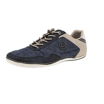 Bild av bugatti herr Casual sneakers med flexibel sula, snörskor memory foam, elastiska skosnören, Mörkblå Blå, 42 EU