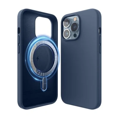 Bild av elago Magnetiskt silikonfodral kompatibelt med iPhone 13 Pro (6,1 tum), inbyggda magneter, premiumsilikon, stötsäkert, MagSafe tillbehör (jeans, indigo)