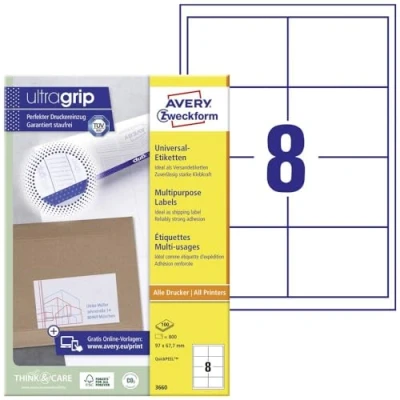 Bild av AVERY specialform universaletiketter format 97 x 67,7 mm 100 Blatt 800