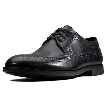 Bild av Clarks Ronnie Limit Brogues för män, svart läder läder, 40 EU