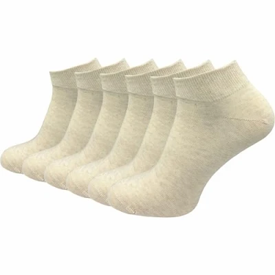 Bild av GAWILO Damsneakers, strumpor av 100 % ren bomull (6 par 10 par) Korta utan tryckande söm över tårna, beige 6 par, 35 38 EU