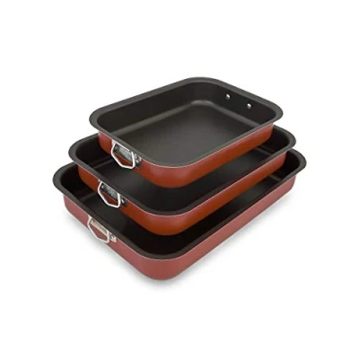 Bild av Space Home Ugnsstekpanna med Handtag Ugnsformar Ovnsplåtar Ugnsgaller Non Stick Beläggning Set 3 Storlekar Tillverkad i Italien