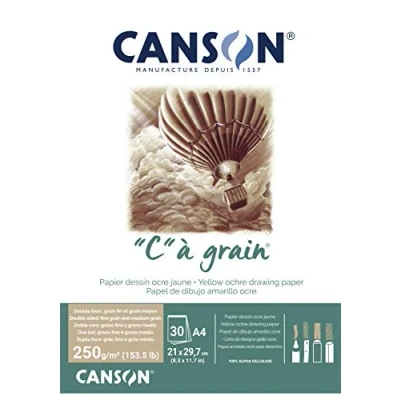 Bild av CANSON &quot;C&quot; à grain block, DIN A4, 30 ark, 250 g/m², ockragul melerad, lätt kornig