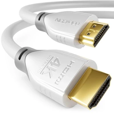 Bild av deleyCON HDMI Kabel 1m 4K@60Hz 2K@165Hz med ARC Ethernet UHD HDR 3D Hög Hastighet 18 Gbps för Soundbar TV Blu Ray Projektor Bärbar Dator PS4 PS5 Konsol PC Skärm Vit Grå