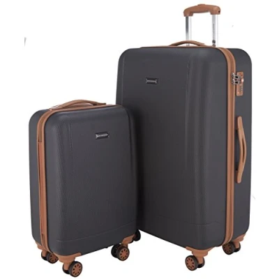 Bild av HUVUDSTADT Resväska badkarsjö handbagage hårt skal vagn rullväska resväska, svart, 2er Set, set