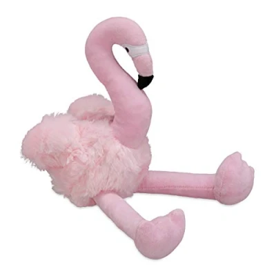 Bild av Relaxdays Dörrstopp flamingo, tyg, 23 cm hög, tung, för golvet, inomhus, dekorativt djur dörrbuffring, mjuk, rosa