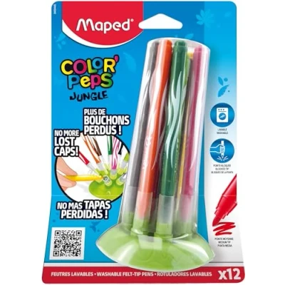 Bild av Maped M845445 filtpennor Color Peps Jungle Innovation, 12 stycken på pennhållare