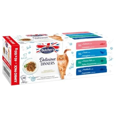 Bild av BUTCHER&#039;S Delicious Dinners Jumbo Pack Mix Fish selection in jelly våtfoder för katter 40 x 100g
