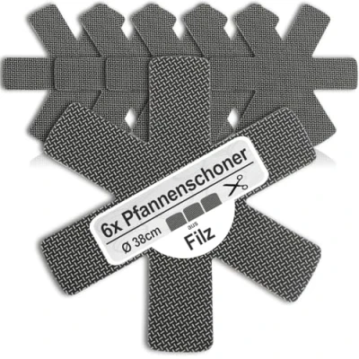 Bild av COM FOUR® 6x Filtpannskydd pannskydd för att skydda mot repor pannskyddsmatta även grytor och skålar (06 stycken grå premium)