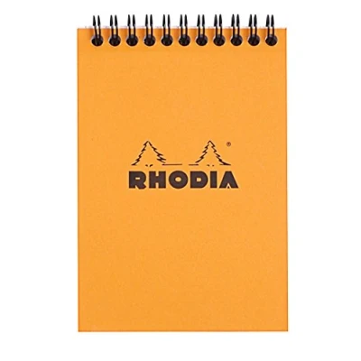 Bild av Rhodia 13500C anteckningsblock (DIN A6, 10,5 x 14,8 cm, dubbel spiral, rutig, mikroperforerad, 80 ark) 1 st orange
