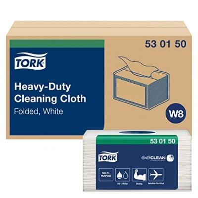 Bild av Aftørringsklud Tork Kraftig W8 1 lag 385x320 mm Hvid,8 pk x 45 stk/krt