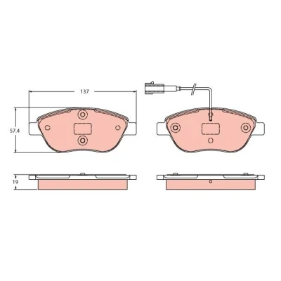 Bild av TRW GDB2421 Jeu de plaquettes frein contact signal d&#039;usure inclus FIAT: Bravo 2, II Van