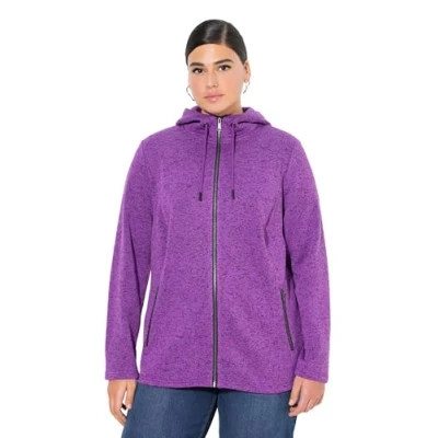 Bild av Ulla Popken Melange Lined Hooded Kofta, Storlek: 42/44, Purple