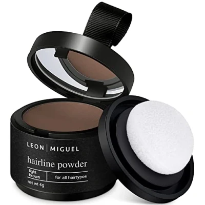 Bild av LEON MIGUEL närmast pulver vattentätt hårlinjepulver som perfekt hårconcealer för att dölja osynligt hår smink hårtätning (HELLBUN, Hairline Powder)