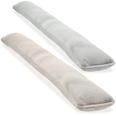 Bild av COM FOUR® 2x dragstopp för dörrar och fönster vindstopp i mikrofiber spara energi med 1 kg dörrstopp (02 stycken taupe/grå)