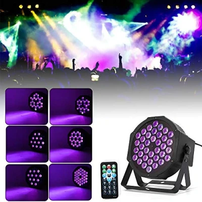 Bild av SHIOUCY 36 LED UV svart ljus med fjärrkontroll strålkastare scenljus effekt ljudaktiva, auto, DMX, master/slave scenbelysning svartljus