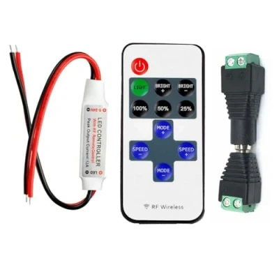 Bild av Taikuwu Trådlös RF fjärrkontroll 12A LED dimmer ljusregulator för monokroma remsor 5050/3528/2835/5630 DC 5 V 24 V, kompatibel med 2 stift