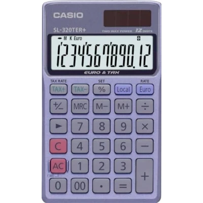 Bild av CASIO Kalkylator SL 320TER+, 12 siffrig skatteberäkning, valutakonvertering, sol /batteridrift