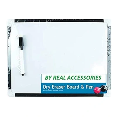 Bild av Generise Mini whiteboard magnetisk A4 liten med markörpenna, suddgummi och x2 magneter (30 cm x 22 cm) bärbar anteckningstavla för köksvägg, barn etc