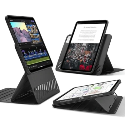 Bild av ESR Fodral för iPad Pro 11 tum (2024, 5:e generationen), roterbart med avtagbart magnetfodral, justerbart vertikalt/liggande stativ upphöjd skärm, 9 hörn, Shift serien, svart