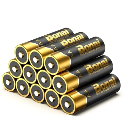 Bild av BONAI batteri AA uppladdningsbara batterier hög kapacitet 2 800 mAh 12 stycken Mignon Accu 1,2 V NI MH HR6 uppladdningsbart låg självurladdning