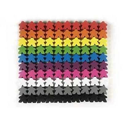 Bild av APOSTROPHE Games 100 trä Meeples familjespel tillbehör flerfärgade brädspelstoken idealiska för sortering, räkning, klassrum, reservdelar