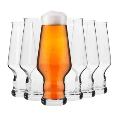 Bild av KROSNO Lång Lager Öl IPA Hantverksöl Glas Set med 6 400 ML Splendour samlingen Perfekt för hem, restauranger och fester Diskmaskin säker