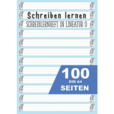 Bild av Schreiben lernen Schreiblernheft in Lineatur 0: 100 Din A4 Seiten zum einfachen Üben von Buchstaben und des ABC ab 4 Jahren (Kindergarten / Vorschule 1. Klasse)