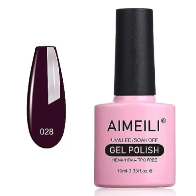 Bild av AIMEILI Blötlägg av UV LED gel nagellack vinröd brun (028) 10 ml