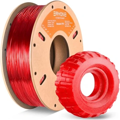 Bild av Eryone TPU filament 1,75 mm, till 3D skrivare, 0,5 kg, 1 spole, 0,05 transparent rött
