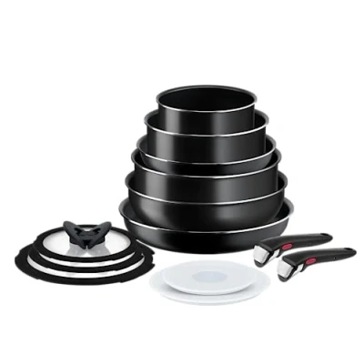 Bild av Tefal Ingenio Easy On Set med 2 stekpannor + kastruller wok gryta 5 tillbehör avtagbara handtag, non stick stekpannor, titanbeläggning, termosignal, inte lämplig för induktion