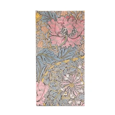 Bild av Morris Pink Honeysuckle (William Morris) Slim 12 month Horizontal Hardback Dayplanner 2025 (Elastic Band Closure): tydzień na dwóch stronach, zamykany gumkę, papier 100 gsm