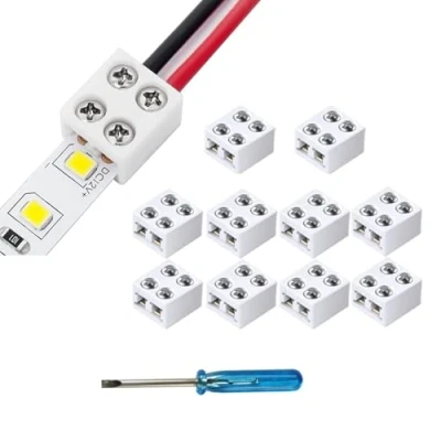 Bild av YUTOKEER 10 st. 2 stift mm lödlös led band ljus plugg skruv klämblock kontakt för remsa till tråd 5 V 12 24 V, inklusive skruvmejsel