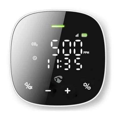 Bild av SmartLife luftkvalitetsmätare Wi Fi inkl. display koldioxid (CO2)/fuktighet/temperatur Android/IOS svart/vit
