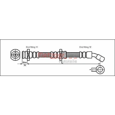 Bild av METZGER 4110088 Flexible De Frein 433 M10 x 1 SUZUKI: Wagon R+ II 3/5 portes, IGNIS 2